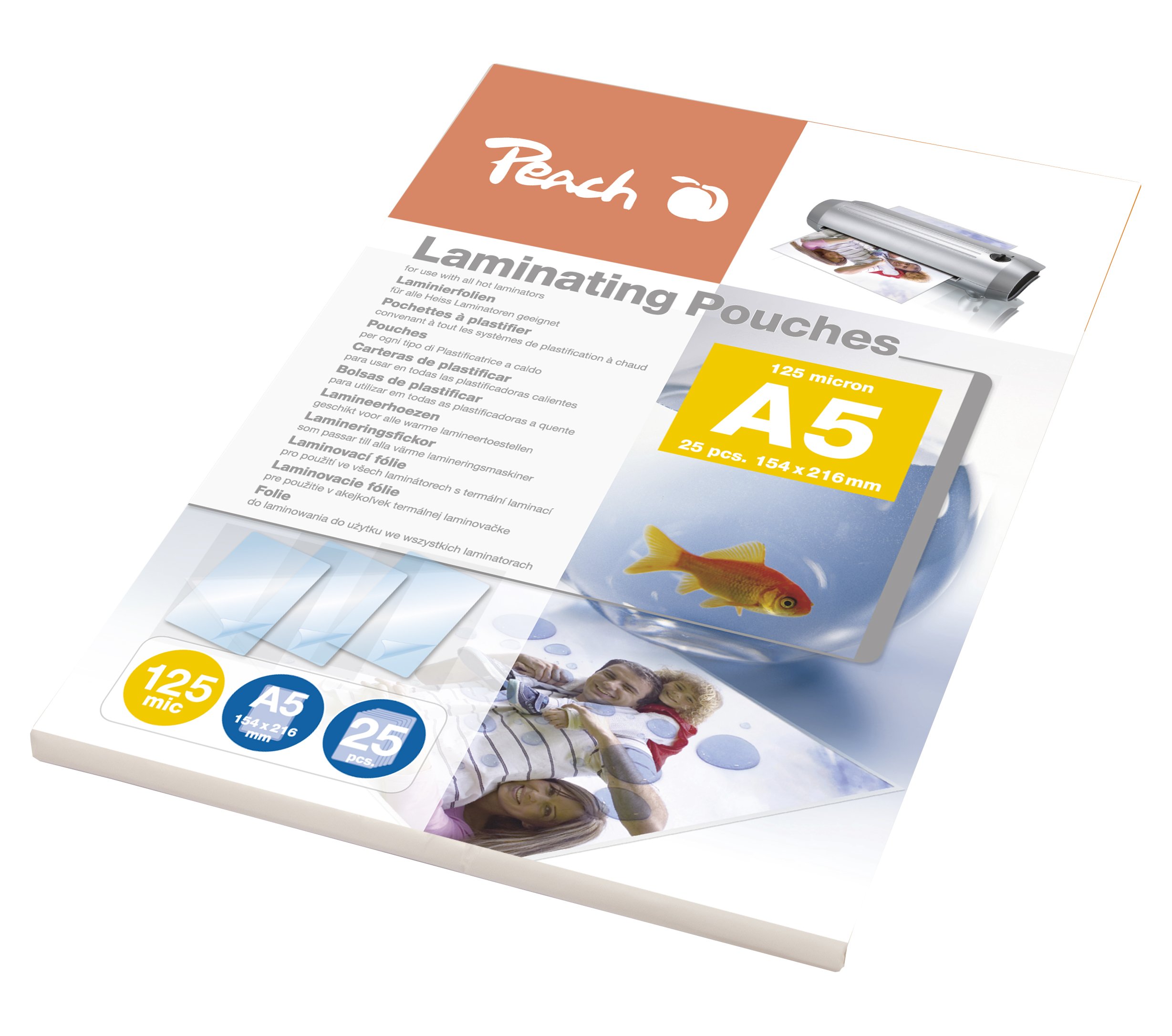 Peach Laminating Pouches A5 125MIC Pack of 25