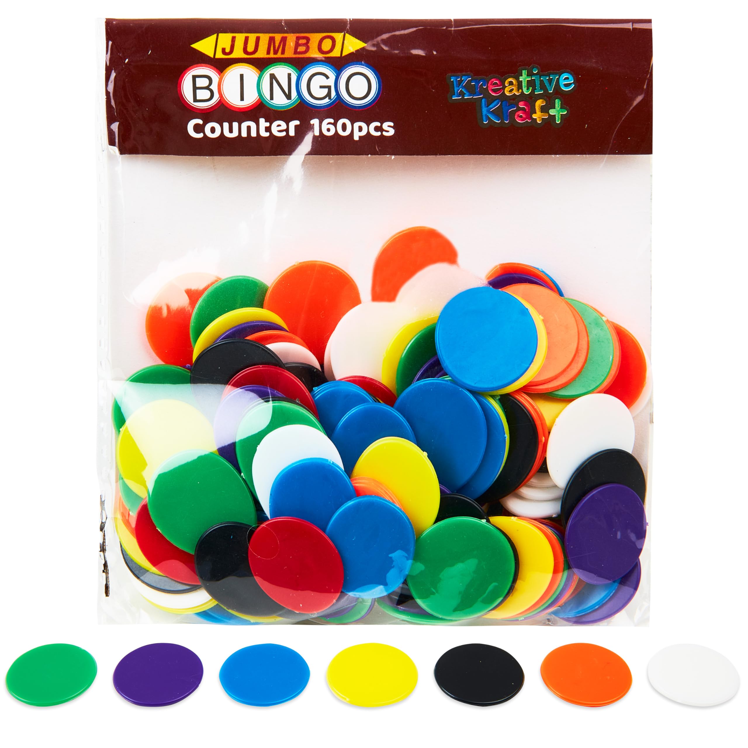 KreativeKraft Bingo Game Set or Accessories for Teens & Adults, Raffle Tickets, Tear Dabbers, Markers, Books, Counters, Fun Family Game Activity Idea (Bingo Chips)