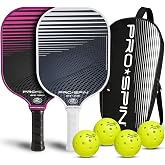 PRO-SPIN Carbon Fiber Pickleball Paddles Set of 2 | Lightweight Pickleball Set with Indoor/Outdoor Balls and Bag &ndash; Durable Pickle Ball Paddle Gift for Men, Women &amp; Families