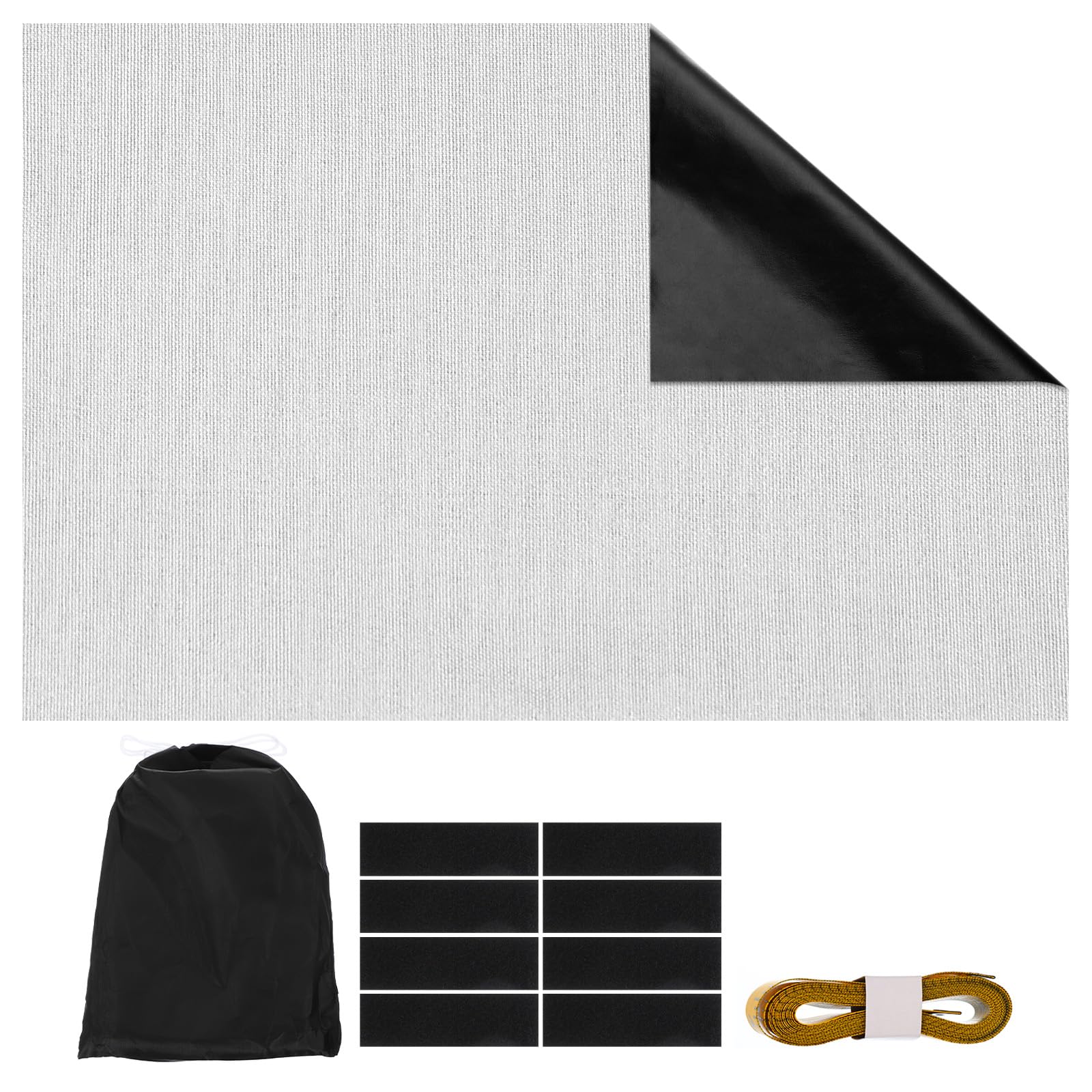 PATIKIL Portable Blackout Curtains, 1 Set 59 x 39 Inch Polyester Thermal Window Drapes 100% Shading Rate for Attic Living Room Bedroom, White-grey