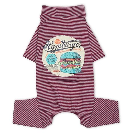 Touchdog Einteiler leicht atmungsaktiv Bedruckt Full Body Pet Hunde-T-Shirt Schlafanzüge, Medium, Rot