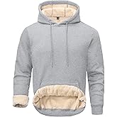 Tansozer Men's Sherpa Pullover Hoodie Heavy Thick Fleece Lined Winter Windproof Warm Athletic Sweatshirts