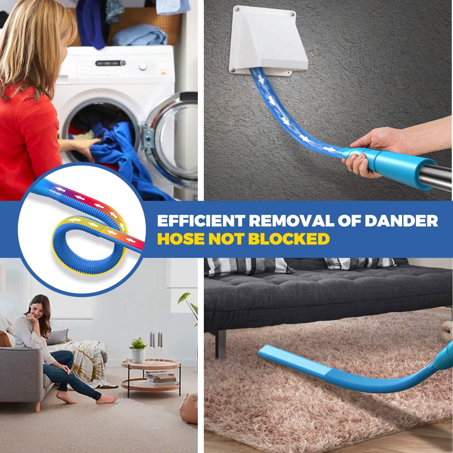 Holikme Dryer Lint Vacuum Attachment，Dryer Vent Cleaner Kit ，Vacuum Hose Attachment Brush，Lint Remover，Blue: Kitchen & Dining