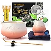 TEANAGOO 7 Pcs Matcha Whisk Set,Pink Matcha Set, Matcha Kit for Ceremony, Matcha Tea Set for Making Breakfast/Latte, Matcha Whisk and Pink Bowl with Scoop&Sifter, Gift for Matcha Lover