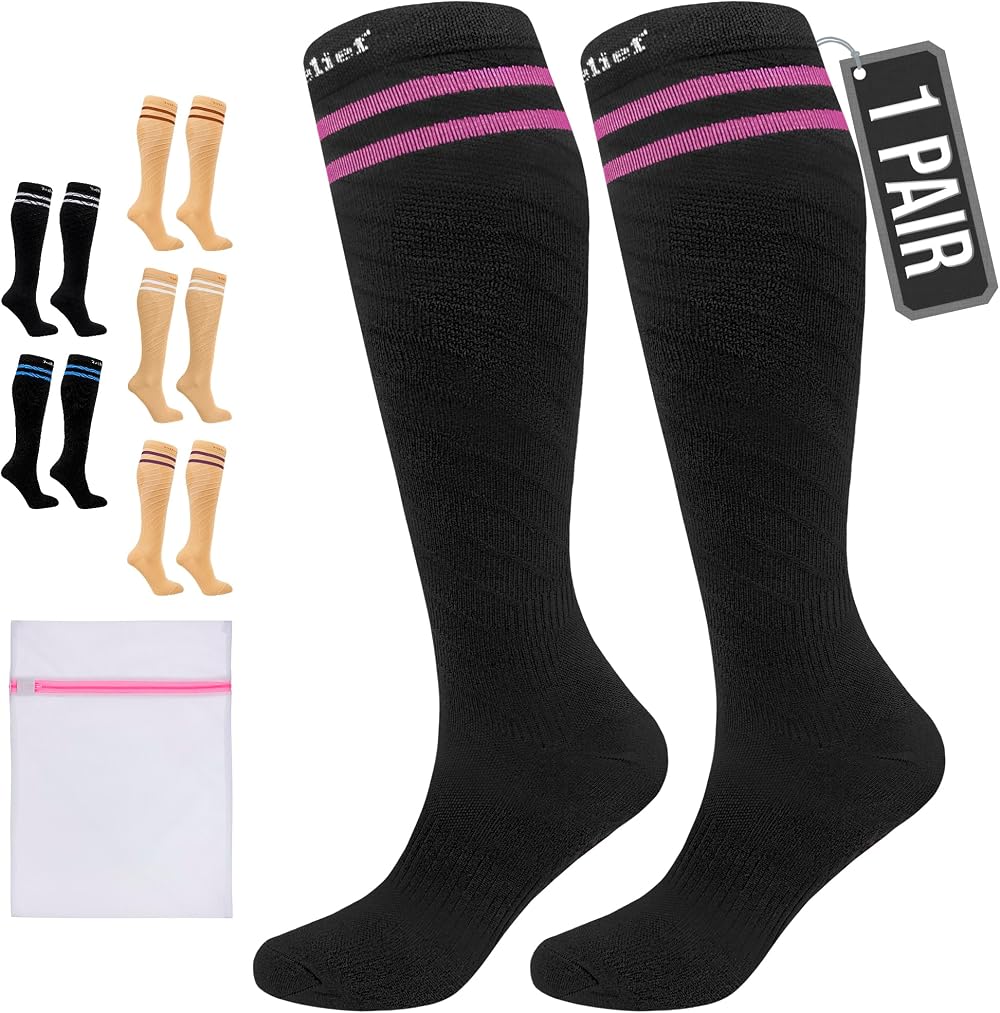 360 RELIEF Compression Socks 15-20 mmHg Travel Nurses Pregnant L/XL Black