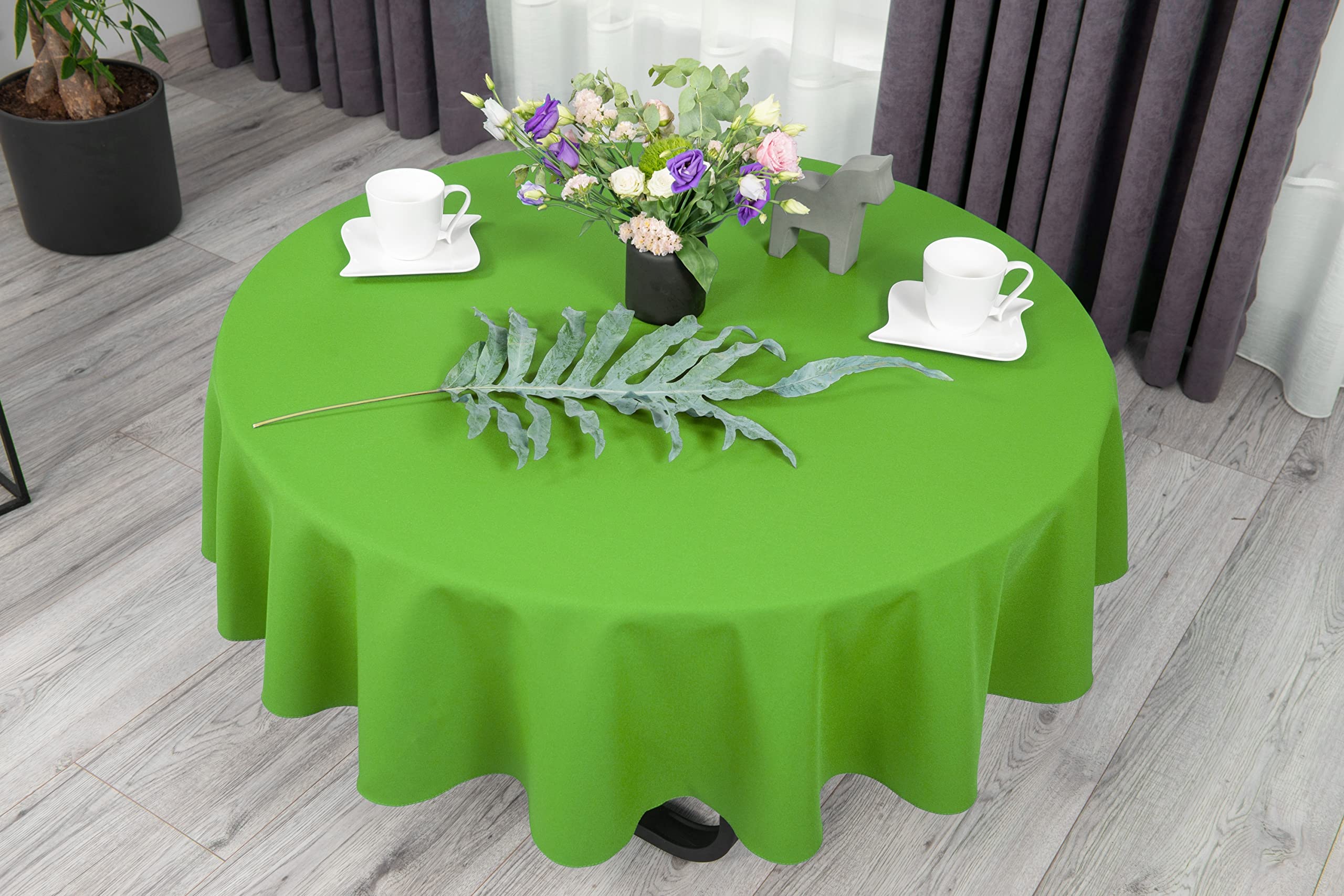 NIBLO Tablecloth Table Runner Table Linen Table Decoration Table Cloth (Celadon Green, Oval Tablecloth - 120 x 260 cm)