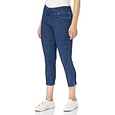 Ruby Rd. Womens Womens Petite Mid-Rise Pull-on Straight Extra Stretch Denim Ankle Pant