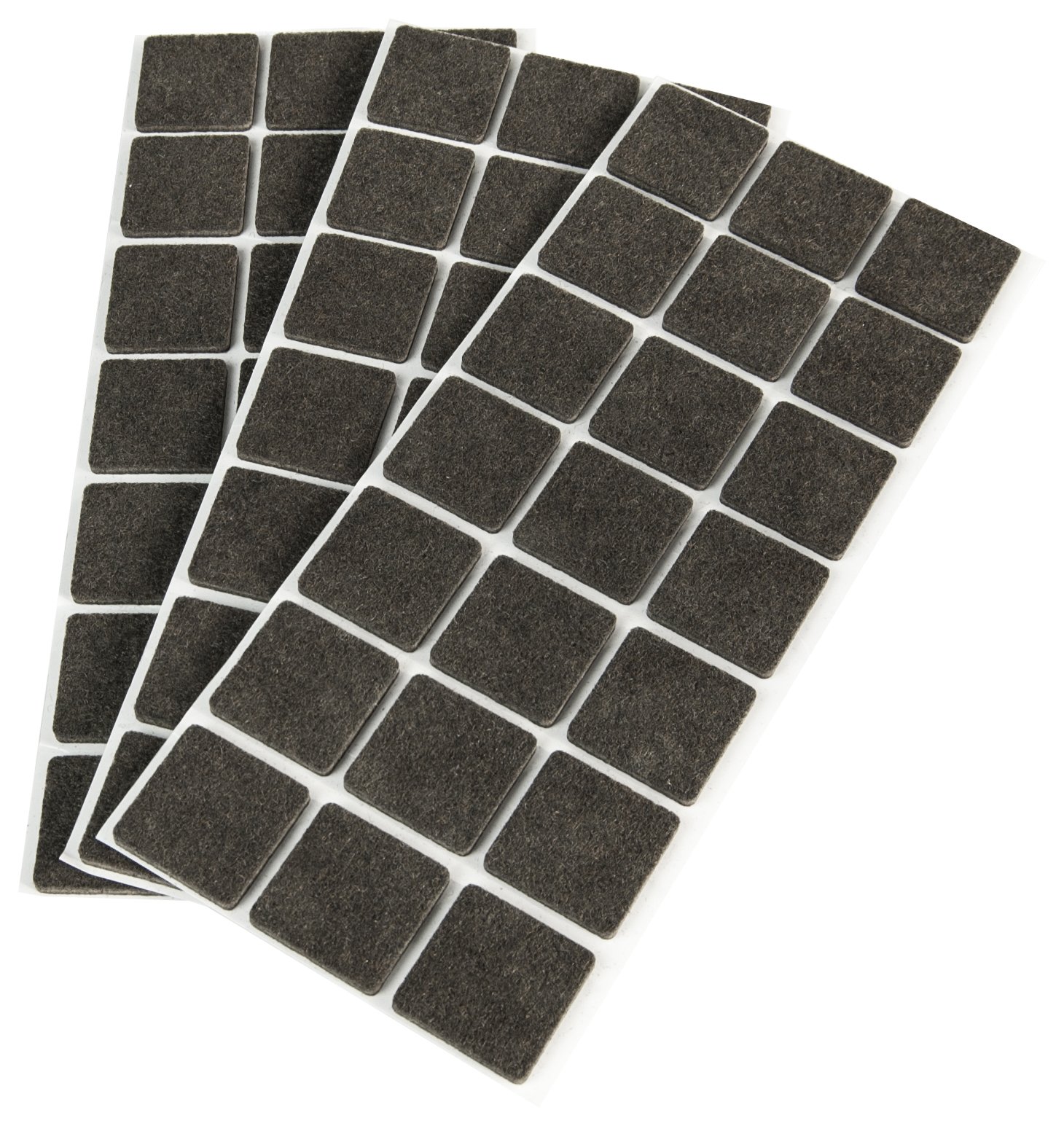 Emuca - Square self adhesive felt pads for furniture, brown colour, 30x30mm (1,18x1,18 inch), Set of 63 felt pads