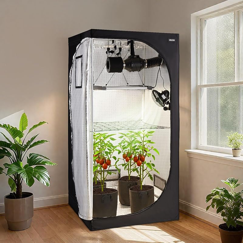 Armario de Cultivo Interior 100x100x200 cm, Carpa de Cultivo con luz LED de Espectro Completo y Sistema de Ventilación, Mylar 600D de Alta Reflectancia, Tienda para Plantas, Flores, Verduras