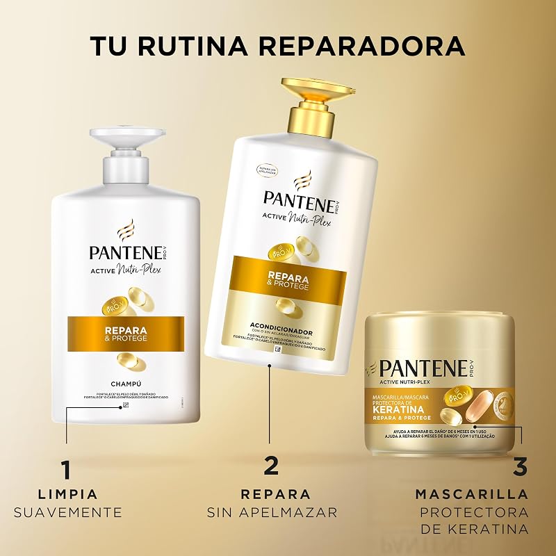Pantene pro-v repara e protege o condicionador com dispensador de 800ml para cabelos secos e danificados. leve, de uso diário, aparência não gordurosa. com provitamina b5 e mistura de nutrientes. nutri-plex ativo