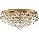 Crystorama Calypso 6 Light Crystal Teardrop Vibrant Gold Flush Mount