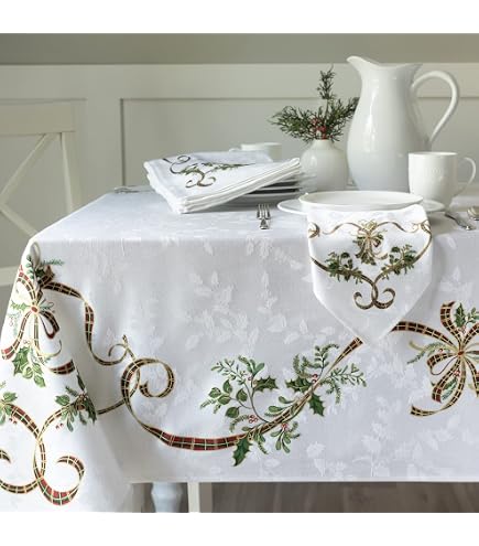 Fiesta Tovaglia Natalizia Con Pattern Swag, 152x304 Cm, Misto Cotone/Polyester - 2