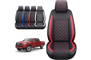Tomatoman Tacoma Seat Covers Customized for 2005-2024 Sport Extended SR V6 Pickup TRD, Waterproof Faux Leather Car Cushions(2 PCS Front, Black-Red)