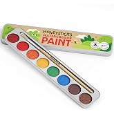 Honeysticks Non Toxic Water Color Paint Sets for Kids (8 Colors) with Brush | 95% Natural Ingredients, Food and Cosmetic-Grade Colors | Bright Watercolor Paints in Storage Tin | Kids Art Supplies, Gift