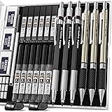 Nicpro 6PCS Art Mechanical Pencils Set, 3PCS Metal Drafting Pencil 0.5 mm & 0.7 mm & 0.9 mm & 3PCS 2mm Graphite Lead Holder (