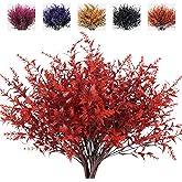 RECUTMS Artificial Greenery for Outdoors Lavender Fall Fake Plants Fake Flowers Outside UV Resistant Faux Greenery Artificial Plants Faux Flowers for Fall Wedding Yard Window Autumn Decor (Wine Red)