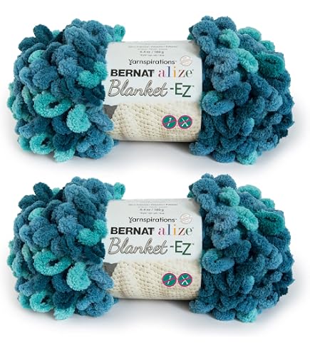 Lion Brand Yarn Off The Hook Glitz Sky Blue Metallic Loop Yarn Jumbo Polyester Blue Yarn 3 Pack