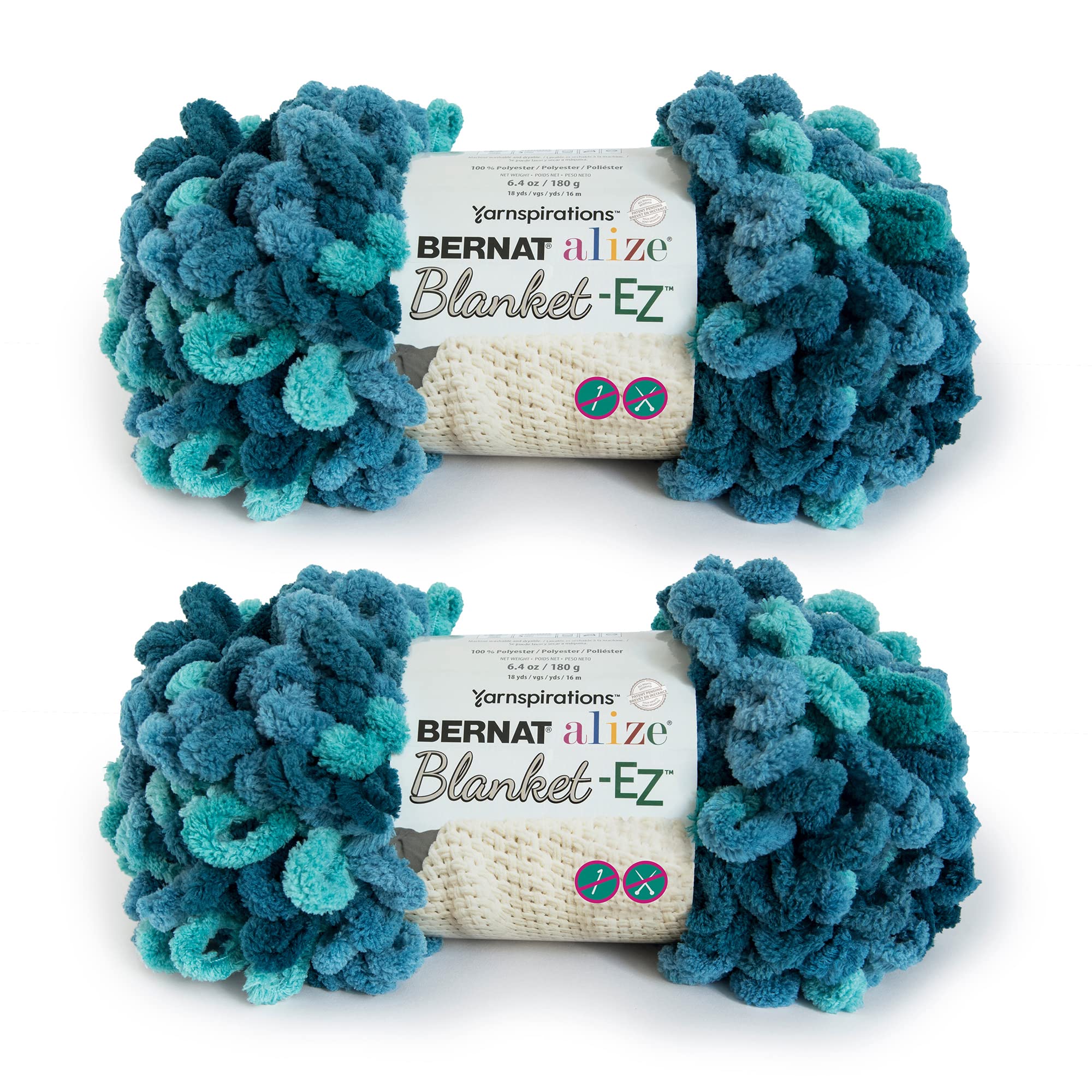 Bernat Alize Blanket Yarn, 2 Pack, Seaport Teals