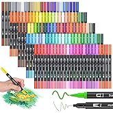 Art Markers Dual Brush Pens - 120 Colors Fine&Brush Dual Tip Water-Based Markers for Adult Coloring Books No Bleeding Drawing