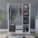 Vida Designs Riano 3 Door Mirrored Wardrobe White 170H x 115.4W x 53D cm view 3