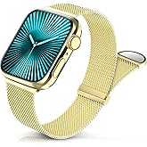 Sunnywoo Milanese Mesh Loop Compatible with Apple Watch Bands 42mm 44mm 45mm 46mm 49mm 38mm 40mm 41mm for Men Women, Stainless Steel Mesh strap for iWatch Series 10 9 8 7 6 SE 5 4 3 2 1 Ultra