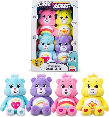 Care Bears Basic Fun Treasure Box: Juego de 4 Peluches de Gorro, Suaves y tiernos, coleccionar y Jugar, Adecuado para niños y niñas a Partir de 3 años, 36,83 cm