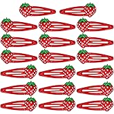 20 Pcs Red Metal Snap Fruit Hair Clips, Cute Strawberry Hair Accessories, Alligator Hairs Clips Red Metal Fruit for Girls, Women, Kids