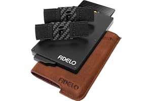 Fidelo Minimalist Wallet for Men - RFID Blocking Wallet Credit Card Holder, Slim Wallet for Men and two Cash Band For Your Pop up Wallet
