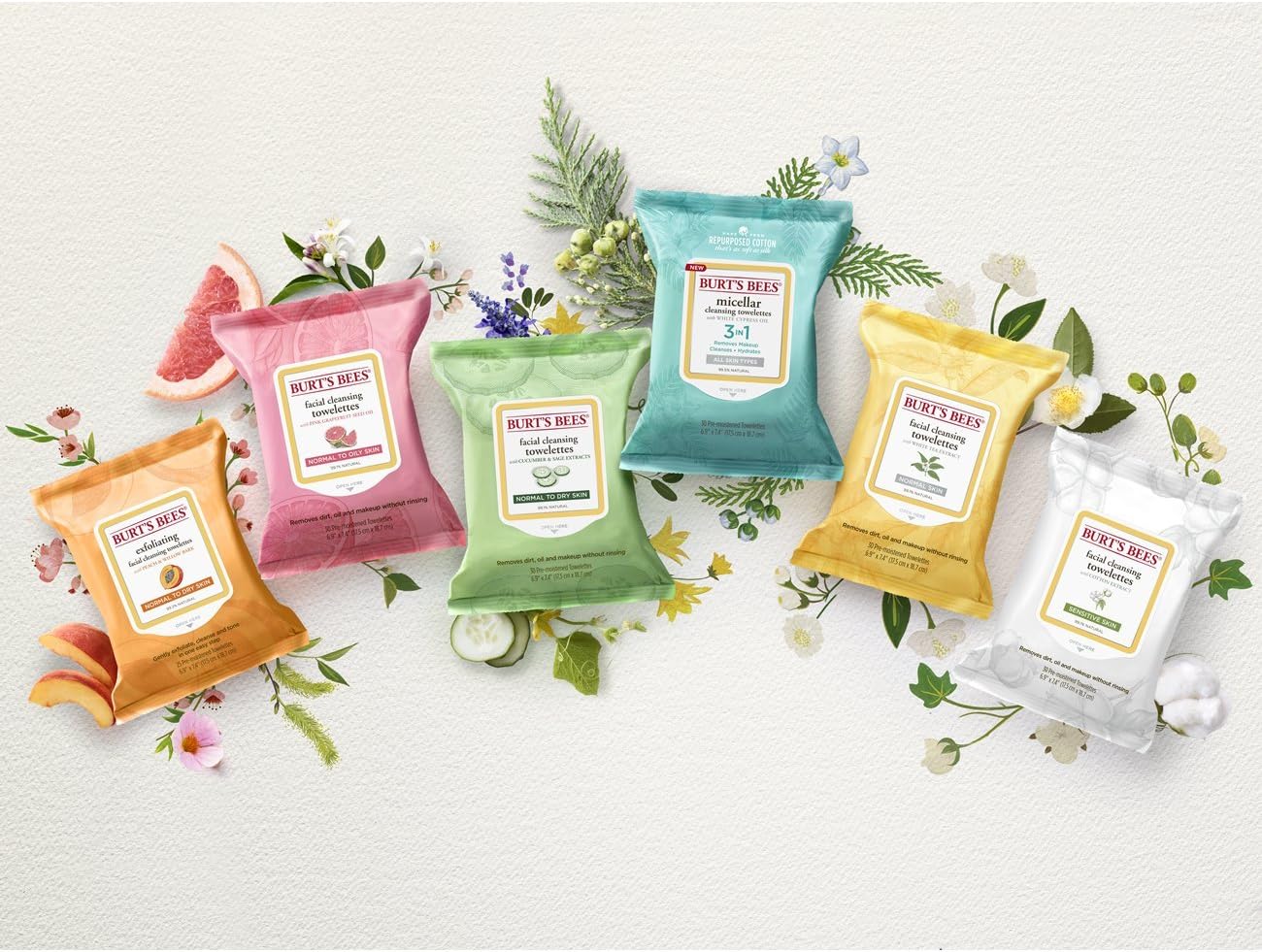Burt's Bees Facial Cleansing Towelettes for Normal Skin with White Tea Extract, 60 Count: Beauty