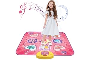 PAFOLO Dance Mat Toys for 5-12 Year Old Kids, Princess Dance Pad Game with 5 Gaming Modes, Dance Toys with LED Lights, Ideas Birthday Gifts for Age 5+ Year Old Girl Kids(Pink)