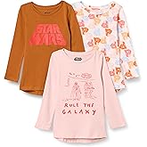 Amazon Essentials Disney | Marvel | Star Wars | Frozen | Princess Girls and Toddlers' Long-Sleeve Tunic T-Shirts, Pack of 3
