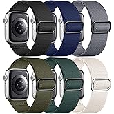 Maledan Stretchy Sport Solo Loop Compatible with Apple Watch Bands 44mm 45mm 46mm 49mm 42mm 41mm 40mm 38mm Men Women, 6 Pack Nylon Straps for Apple Watch Ultra 2 SE iWatch Series 10 9 8 7 6 5 4 3 2 1