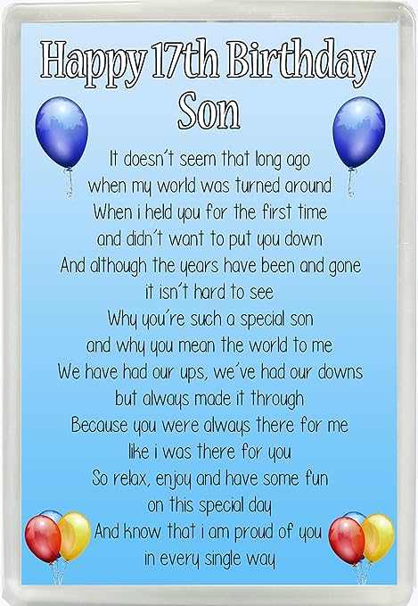 Feliz 17th cumpleaños hijo poema Jumbo imán para nevera Ideal ...