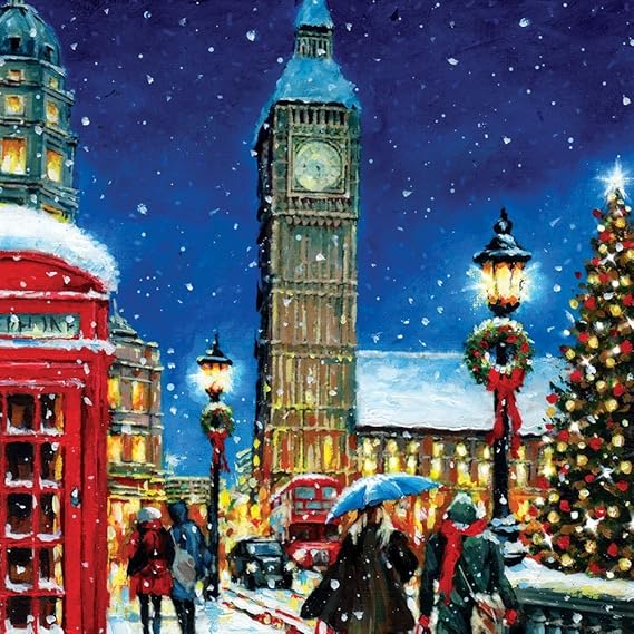 Christmas Cards Big Ben London Scenic Traditional Gloss Finish Pack