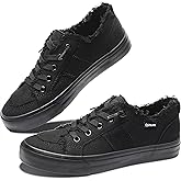 Obtaom Women's Play Fashion Sneaker White Color Washed and Leopard Canvas Slip on Shoes