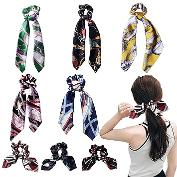 Amazon Com 8 Pcs Silk Hair Scrunchies Satin Hair Scarf For