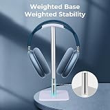 Alyvisun Headphone Stand Silver Weighted Base Taller Height Headset Holder Desk view 2