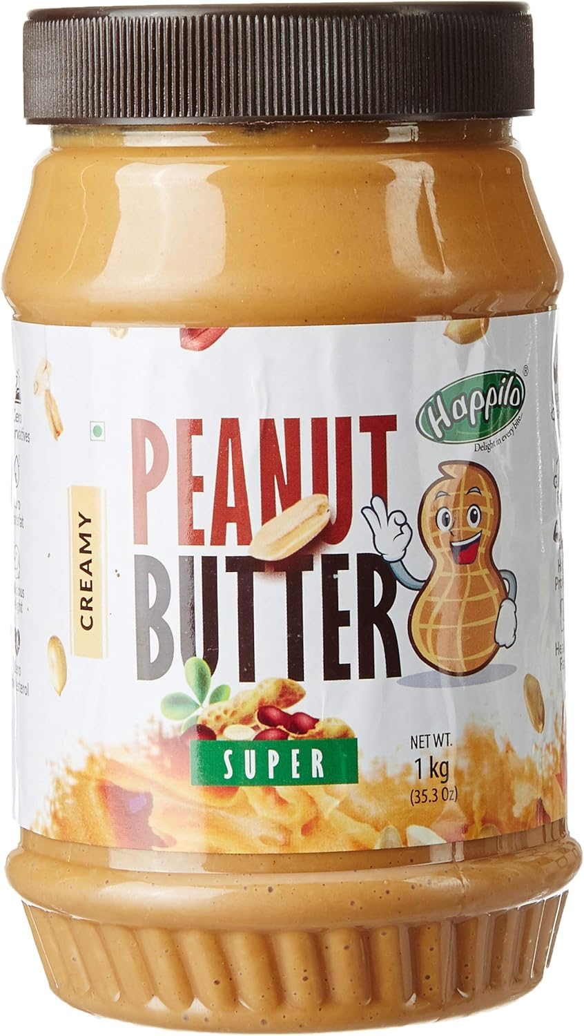 Happilo Super Crunchy Peanut Butter (High Protein, NonGMO, Gluten Free