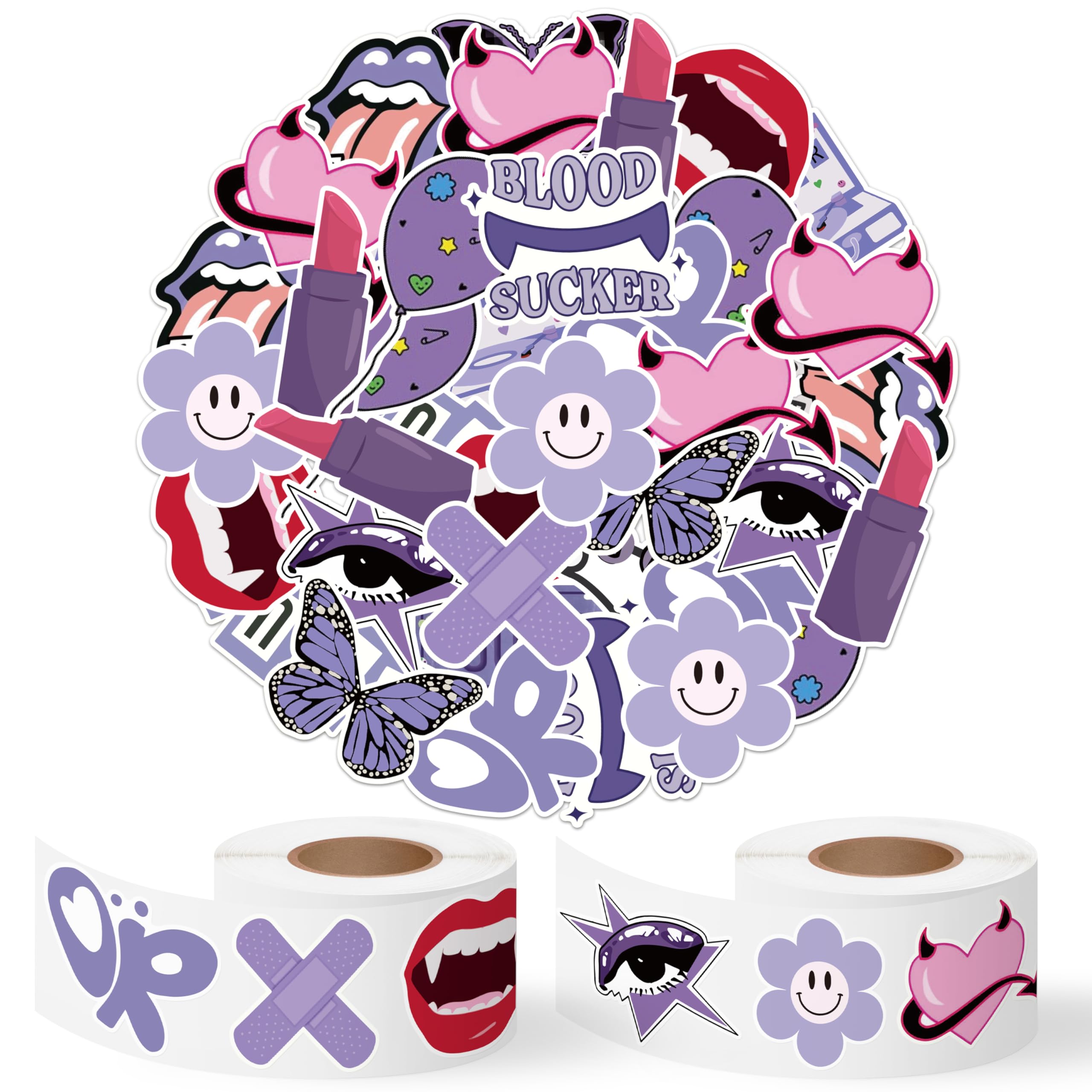 Photo 1 of 1000Pcs Purple Butterfly Stickers, Popular Singer Vinyl Roll Sticker Self-Adhesive Lyrics Decals for Tumbler Laptop Scrapbook Card Journal, Music Themed Gift for Fans Lovers Friends