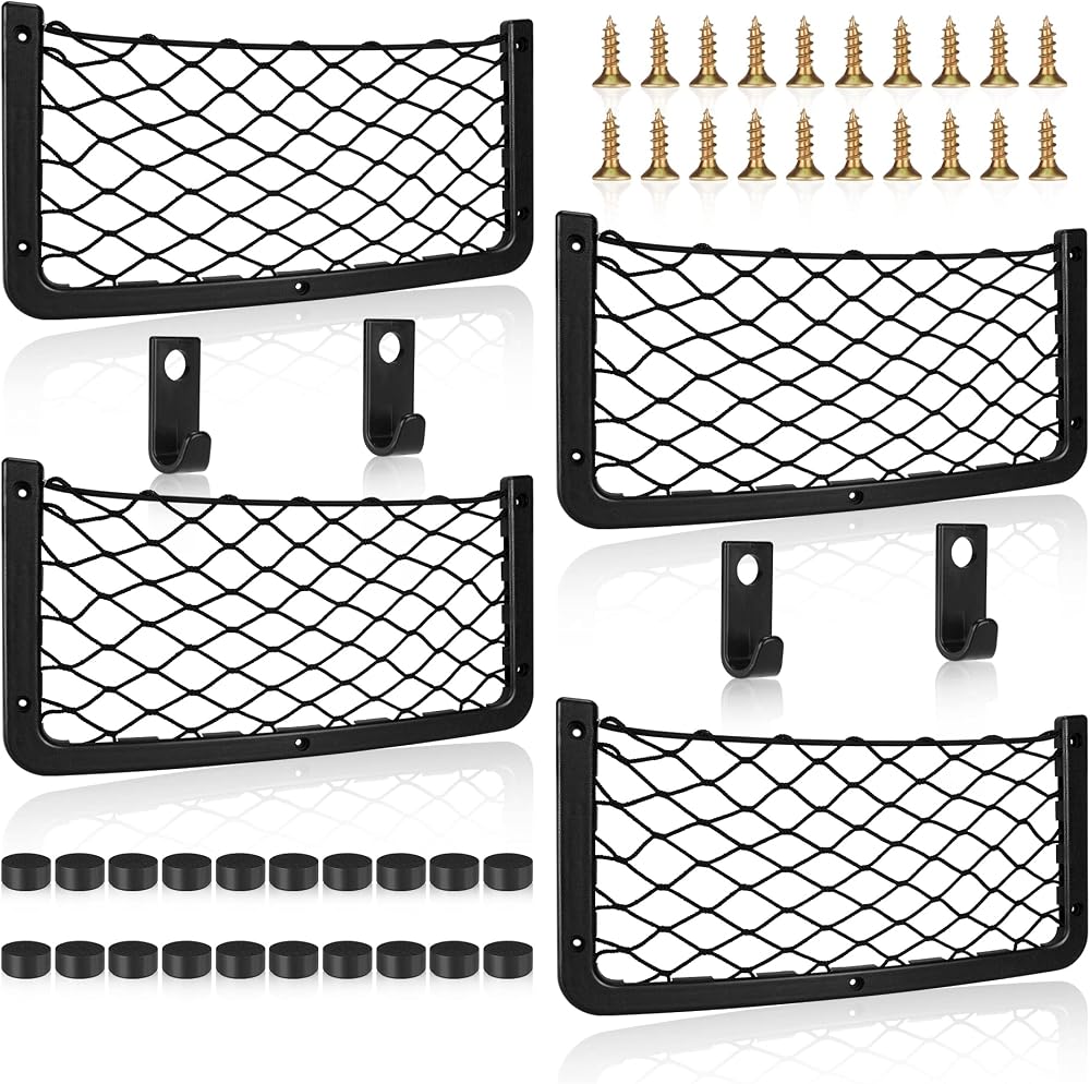 Einesin 4 Pcs Storage Nets for Campervan Car Boat Mesh Bag with Frame