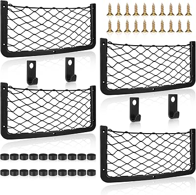 Einesin 4 Pcs Storage Nets for Campervan Car Boat Mesh Bag with Frame
