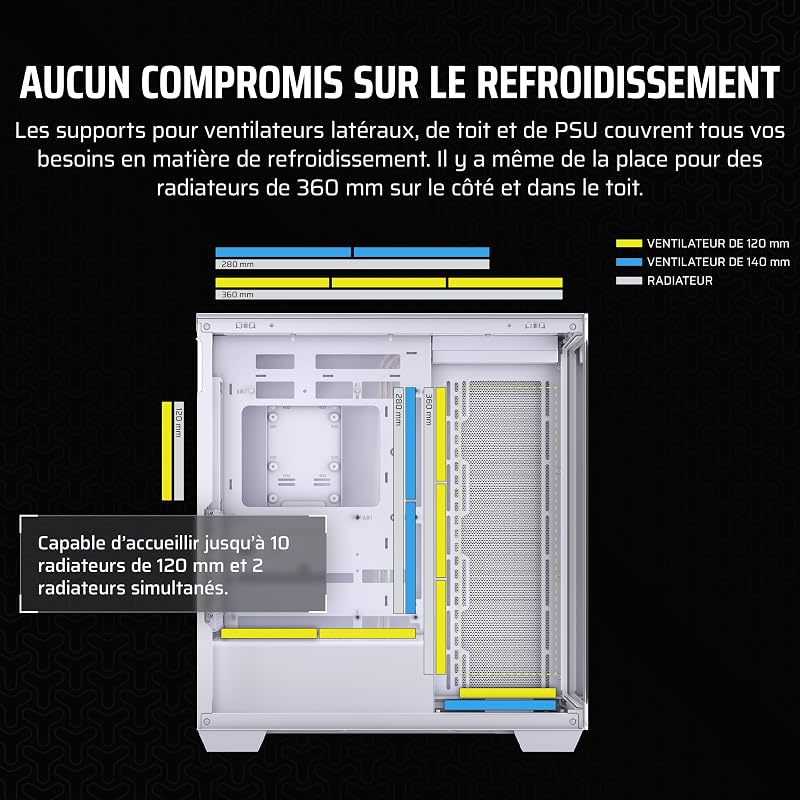 3500X Boîtier PC ATX Mid-Tower – Verre Trempé Panoramique - Connexion Inversée Compatible avec La Carte Mère – Pas de Ventilateurs Inclus – Blanc