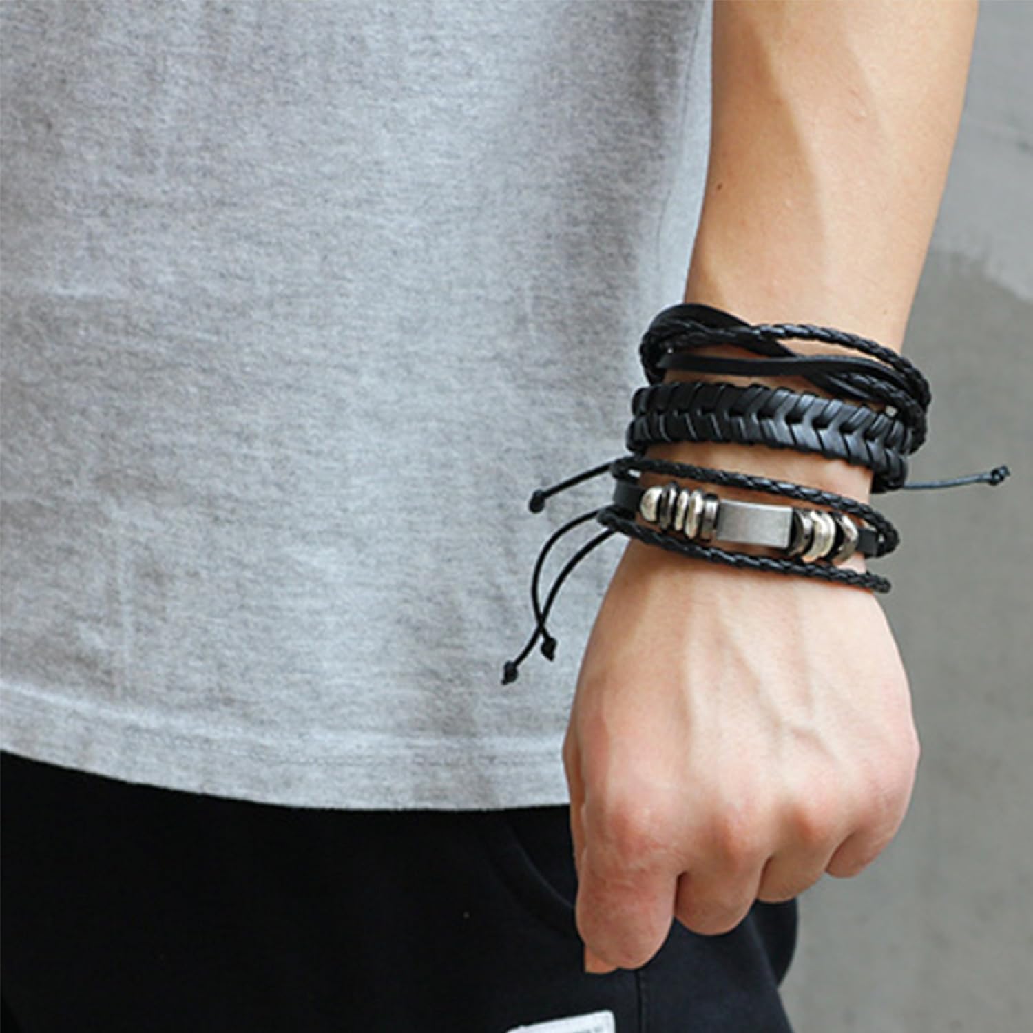 Jstyle 12Pcs Braided Leather Bracelet for Men Women Cuff Wrap Bracelet Wristbands Adjustable: Jewelry