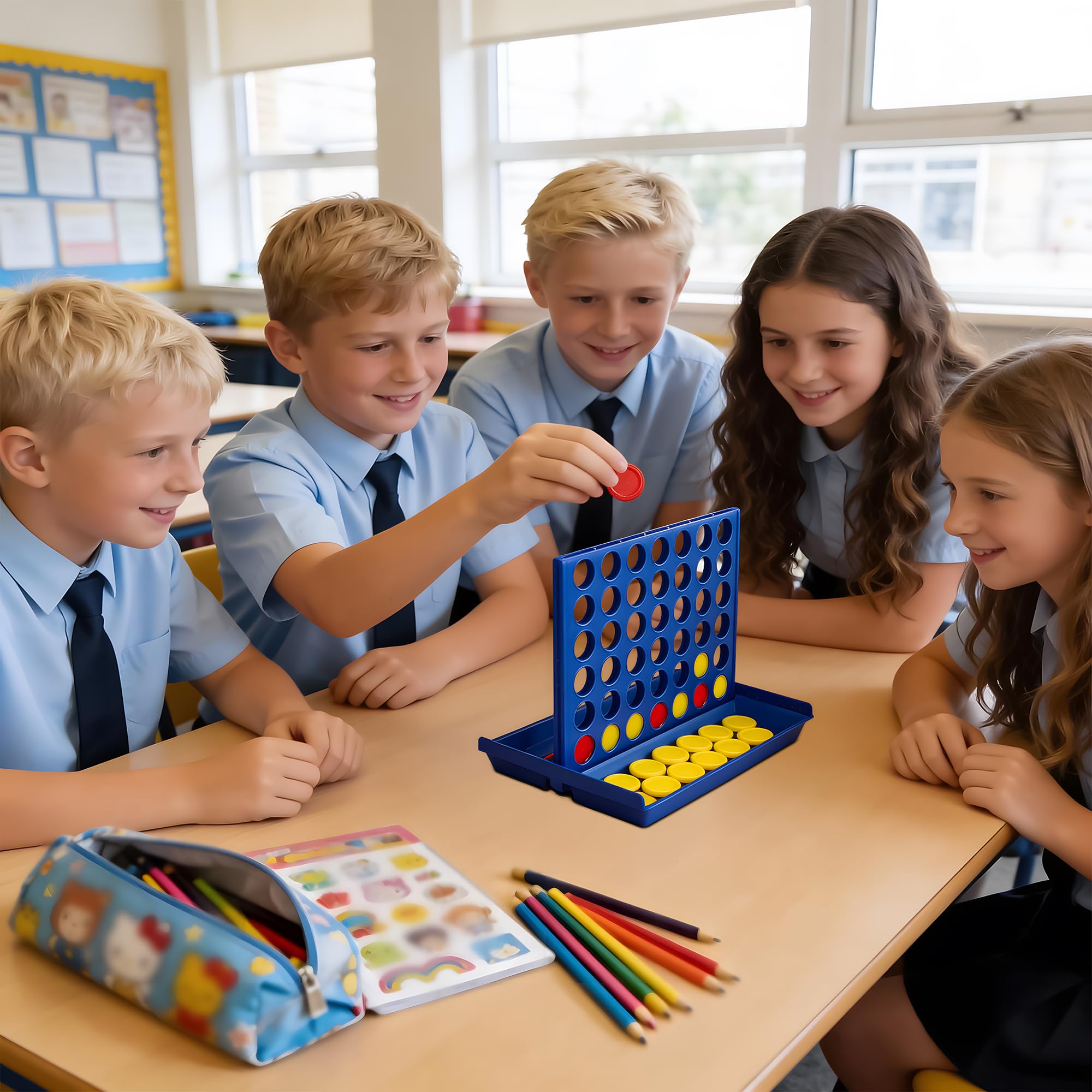 VingaHouse 4 in Einer Reihe Spiel, Strategiespiel für 2 Spieler, Familienspiel ab 3, 4, 5, 6 Jahren, Pädagogisches Lernspielzeug für Kinder und Erwachsene, Geschenkidee für Zuhause und Reisen (Groß) 8