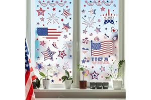 NIVIY 9 Sheets Patriotic Window Clings 2025 4th of July Window Decorations USA Window Decals Independence Day American Flag Window Stickers for School Home Party Glass Mirror Decoration