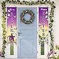 Outus Happy Easter Door Banner He Is Risen Porch Sign Decoration Christian Wall Hanging Banner Jesus Cross Religious Spring Background Photo Prop Backdrop for Home Outdoor Indoor Party Supplies