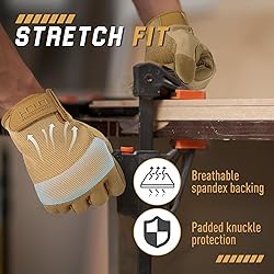 HANDLANDY Mens Work Gloves with Grip, Safety