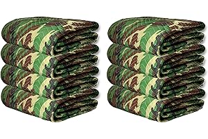 JourneyO 8 Camo Heavy-Duty Moving & Packing Blankets - Ultra Thick Pro - 80" x 72" (65 lb/dz Weight) - Professional Quilted Shipping Furniture Pads (8 Heavy Duty Camo Blankets 65lbs/Dozen)
