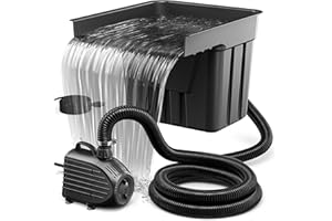 NFESOLAR Pond Waterfall Spillway Kit, Includes Waterfall Box, Filter Media, 1200GPH Water Pump and 10 FT Corrugated Tubing, for Ponds and Streams up to 3,000 Gallons N4332