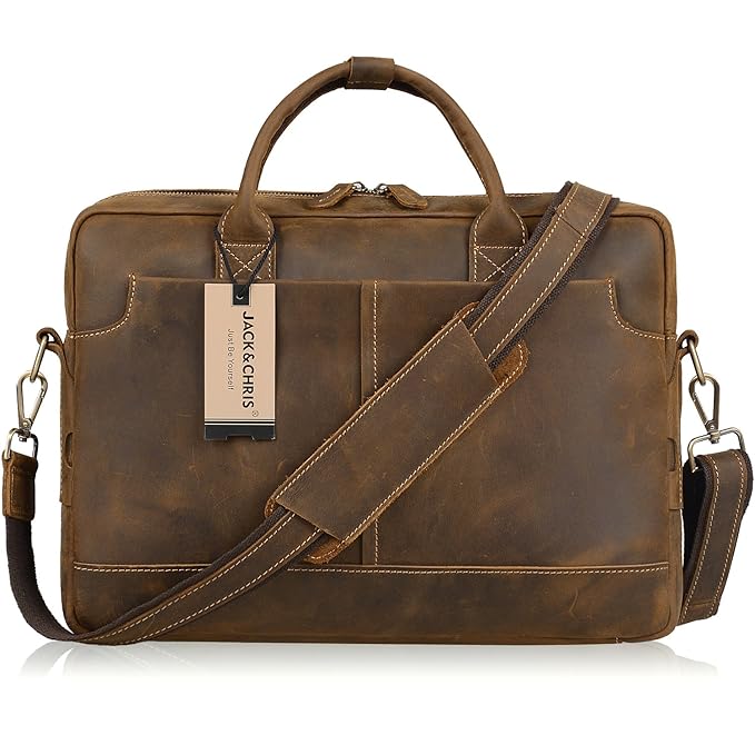 Jack&Chris New Genuine Leather Briefcase Messenger Bag Laptop Bag, NM1864